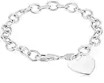 Amazon Collection Sterling Silver Heart-Tag Bracelet, 7.5"