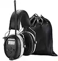 ZOHAN 042 Ear Defenders with Radio, AM/FM Digital Safety Ear Protector Muffs, SNR 30dB/NRR 25dB Hearing Protection, Adjustable Broadcast Noise Reduction, Ideal for Workshop, Mowing, Gardening (Grey)