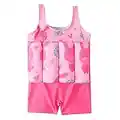 Kids Float Swimsuit With 8 Adjustable Buoyancy Sticks, Baby Boys Girls One Piece Floating Swim Vest Toddler Colorful Swim Swimwear Water Sport Safety Training Aid Swimming Costume Pink 2-3 Years