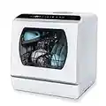 Hermitlux Countertop Dishwasher, 5 Washing Programs Portable Dishwasher With 5-Liter Built-in Water Tank For Glass Door