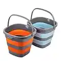 2 Pack Collapsible Plastic Bucket with 2.6 Gallon (10L) Each, Foldable Rectangular Tub for House Cleaning, Space Saving Outdoor Waterpot for Garden or Camping, Portable Fishing Water Pail