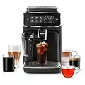 Philips 3200 Series Fully Automatic Espresso Machine - LatteGo Milk Frother & Iced Coffee, 5 Coffee Varieties, Intuitive Touch Display, Black, (EP3241/74)