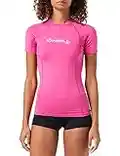 O'Neill Damen Basic 50+ Skins Short Sleeve Rash Guard, Damen, Women's Basic Skins UPF 50+ Short Sleeve Rash Guard, Fox Pink, Medium