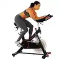 Sunny Health and Fitness Indoor Cycling Wheel with Magnetic Belt Drive, 136kg Max Weight, 20kg Flywheel, Pedal Hook SF-B1805 Tablet Holder, Adjustable Saddle & Handlebar, Home Trainer