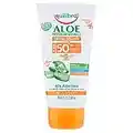 Equilibra Solari, Aloe Crema Solare Spf 50+ Travel Size, Crema con Aloe Vera, Olio di Carota e Vitamina E, per Pelli Delicate, Protegge da Eritemi e Photoaging, Water Resistant, 75 ml