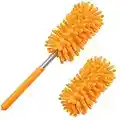 Microfiber Duster for Cleaning, Tukuos Hand Washable Dusters with 2pcs Replaceable Microfiber Head, Extendable Pole, Detachable Cleaning Supplies for Office, Car, Window, Furniture, Ceiling Fan