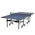 JOOLA Inside - Professional MDF Indoor Table Tennis Table with Quick Clamp Ping Pong Net and Post Set - 10 Minute Easy Assembly - Ping Pong Table with Single Player Playback Mode