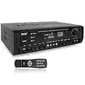 Home Audio Power Amplifier System - 300W 4 Channel Theater Power Stereo Sound Receiver Box Entertainment w/USB, RCA, AUX, Mic w/Echo, LED, Remote - for Speaker, iPhone, PA, Studio - Pyle PT390AU.5