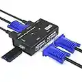 MT-VIKI KVM Switch VGA 2 Port USB Umschalter Sharing für Tastatur Maus USB-Lautsprecher inklusive KVM-Kabel 2 PC an einem Monitor