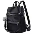 Mochila para mujer, elegante, pequeña, tela Oxford, impermeable, para niñas, uso diario, trabajo y viajes, Negro