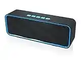 Husan Haut-Parleur Bluetooth sans Fil avec aux/USB/Carte TF, extérieur Radio FM Haut-Parleur stéréo Portable avec HD Audio, Amplification des Basses,Mains Libres,Bleu