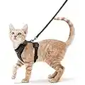 rabbitgoo Cat Harness and Leash for Walking, Escape Proof Soft Adjustable Vest Harnesses for Cats, Easy Control Breathable Reflective Strips Jacket, Black, S