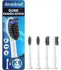 Pack con 4 cabezales demirdental compatibles con los recambios de Philips Sonicare con carbón activo, cepillos de dureza duro, Blanco, HX9054