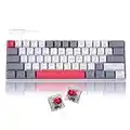 60% Mechanical Gaming Keyboard,Grey&White Gaming Keyboard with Hot Swappable Linear Red Switches,Wired Detachable Type-C Cable Mini Keyboard with Powder Blue Backlight for Windows/Mac/PC/Laptop