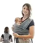 Fascia Porta Bebè Elastica Per Neonati con Supporto Schiena Ergonomica TODOGI® - Fascia Neonato Elastica in cotone 40 settimane con Anelli Facile da Indossare - Baby Wrap Unisex Grigio