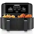 Chefman TurboFry Touch Dual Air Fryer, Maximize The Healthiest Meals With Double Basket Capacity, One-Touch Digital Controls And Shake Reminder For The Perfect Crispy And Low-Calorie Finish