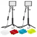 Neewer Básico 2 Pack Temperatura de Color 5500K Kit de Iluminación LED de Estudio de Fotografía con Base de Trípode, Filtros de Gel de Color Naranja, Azul y Transparente para Estudio Fotográfico