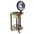 HOMCOM Rolling 18" Globe Wine Bar Stand Wine Cabinet Bottle Shelf Holder Wine Host Trolley with Wheels, Beige