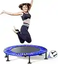 Mini Trampoline Foldable 102 cm, Professional Fitness Trampoline with Non-Slip Suction Cups, Quiet Fitness Rebounder for Exercise, Indoor/Garden, Max. 150 kg, Blue, ST02-UK