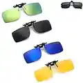 gotyou 4 Stück Sonnenbrille Nachtfahrbrille Clip, Polarisiert Sonnenbrillen Aufsatz Brille, Brillenträger Clip, Myopie Sonnenbrille Polarisierte Clip, für Brillenclips, zum Autofahren Radfahren