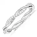 PAVOI 14K Gold Plated Cubic Zirconia Twisted Rope Eternity Band White Gold for Women Size 7