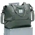 Bolsa de Viaje para Mujer, Bolsa de Deporte para Gimnasio para Mujer, Bolsa de Fin de Semana, Bolsa de Transporte, Bolsa de Playa, Bolsa de Noche, Bolsa de Equipaje Impermeable expandible,A1-Verde