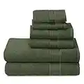 Belizzi Home Ultra Soft 6 Pack Cotton Towel Set, Contains 2 Bath Towels 28x55 inch, 2 Hand Towels 16x24 inch & 2 Wash Coths 12x12 inch, Ideal Everyday use, Compact & Lightweight - Olive Green