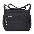 Crossbody Bag for Women Waterproof Shoulder Bag Messenger Bag Casual Nylon Purse Handbag (Large, Black)