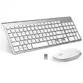 FENIFOX Tastiera Wireless Layout Italiano e Mouse, Mouse Tastiera Wireless, Kit Keyboard Mouse Wireless 2.4G, Pulsante Silenzioso, Compatibili Mac/Windows/Tablet-Argento