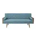 Christopher Knight Home Aidan Mid Century Modern Tufted Fabric Sofa, Blue