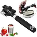 Safe Cut Can Opener - Hokimax Smooth Edge Can Opener-Side Cut Manual Can Opener, Anti-slip Grips Handle, Food Grade Stainless Steel Cutting Can Opener for Kitchen and Restaurant, Easy to Hand Can Opener, Black