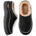 Zigzagger Men's Fuzzy Moccasin Slippers Indoor/Outdoor Fluffy House Shoes, Black,10-11 UK