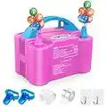 Electric Balloon Pump, Dr.meter 600W Portable Balloon Pump Electric Dual Nozzle High Power for Party, Wedding, Birthday, Activities and Festival Decoration (AC220-240V), Pink