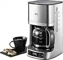 AEG KF 7700 Kaffeemaschine / programmierbarer Timer / LCD-Display / Aroma-Funktion / einfaches Befüllen / Wasserstands- und Kaffedosierungs-Anzeige / 1,375 l / gebürstetes Edelstahl, Silber