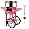 Commercial Cotton Candy Machine w/Cart Electric Cotton Candy Floss Maker - 110V for the Perfect Party Favor for Birthdays, School function, or Social Events.（Pink） (With wheels, Pink)