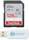 SanDisk 128GB SDXC SD Ultra Memory Card Works with Nikon D3500, D7500, D5600, D5200 Digital Camera Class 10 (SDSDUN4-128G-GN6IN) Bundle with (1) Everything But Stromboli Combo Card Reader