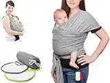 Fular Portabebe (100% Made In Italy) Con 2 Baberos Incluidos - Porteo Bebe De Algodón Orgánico - Mochila Portabebes De Tejido Suave, Ligero Y Transpirable, Apta Hasta 15 Kg