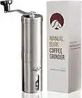 JavaPresse Manual Coffee Grinder — Stainless Steel Manual Conical Burr Coffee Bean Grinder with Hand Crank and 18 Adjustable Settings, Fine to Coarse — Portable Espresso Grinder for Camping or Travel