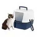 IRIS USA Cat Litter Box, Covered Litter Box with Cat Litter Scoop, Enclosed with Lid, Extra Large Kitty Litter Box, Navy