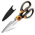 Kitchen Shears, Acelone Premium Heavy Duty Shears Ultra Sharp Stainless Steel Multi-function Kitchen Scissors for Chicken/Poultry/Fish/Meat/Vegetables/Herbs/BBQ… (Orange black)