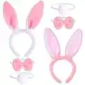 Disfraz de Conejito 6 PCS,Orejas Conejo Bunny Ears Pajarita Cola para niños y Adultos,Fiestas de Pascua Carnaval Easter Suministros de Cosplay