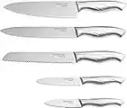 nuovva Sharp Kitchen Knife Set - Professional Kitchen Knives - 5 Pieces Stainless Steel Blades with Gift Box - Includes Chefs, Bread, Carving, Utility and Paring Knife