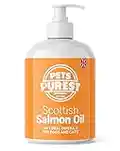 Pets Purest 100% Natural Premium Aceite de Salmón Escocés. Suplemento Barf Omega 3 6 y 9 para Perros, Gatos, Caballos, Hurones y Mascotas. Promueve la Salud del Piel, Las Articulaciones y el Cerebro