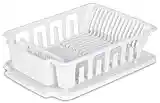 STERILITE 2-Piece Large Sink Set Dish Rack Drainer, White (18 L x 13 3/4" W x 5 1/2" H), 3/4" L x 3/4" W x