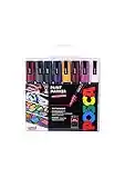 POSCA PC-5M Water Based Permanent Marker Paint Pens. Premium Medium Tip for Arts and Crafts. Multi-surface Use On Wood, Metal, Paper, Cardboard, Glass, Fabric, Ceramic & Stone. Set of 8 Deep Colours