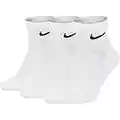 Nike Everyday Cushion Ankle Training Socks (3 Pair), Men's & Women's with Sweat-Wicking Technology, White/Black, Medium