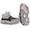 BLUEVER Crampons Ice Cleats Traction Snow Grips for Boots Shoes with 32 Stainless Steel Spikes Anti Slip for Walking,Hiking,Climbing,Fishing and Mountaineering