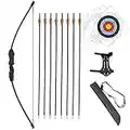 Dostyle Recurve Bow and Arrows Set Teenagers Archery Beginner Gift for Outdoor Archery Training (Black)