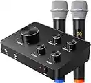 Bluetooth Karaoke Mikrofon, Kabelloses Mikrofon Kit, Karaoke Anlage mit 2 Mikrofonen für TV, PC, Party, Meeting, DJ, Lautsprecher, Kirche, Hochzeit, Unterstützt HDMI, AUX In/Out