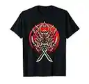 Samouraï japonais, crâne de démon Oni, sabre katana T-Shirt